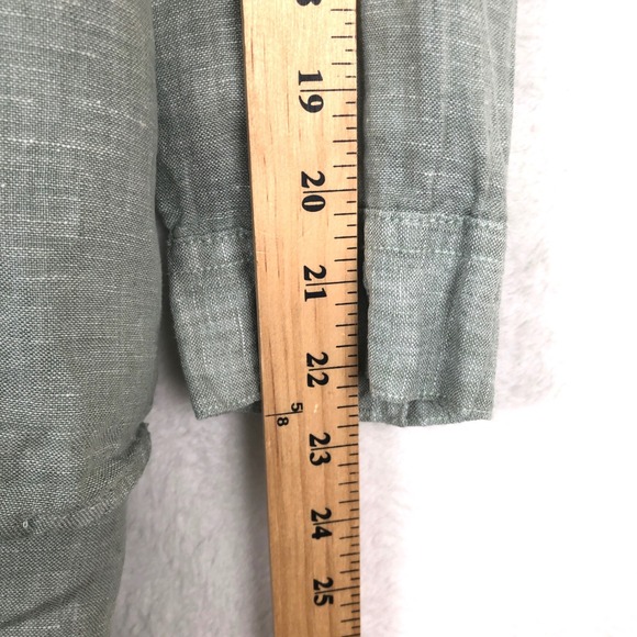 TAHARI 100% Linen Tunic Top Women's Plus Sz 1X Sage Green Roll Tab Lagenlook - Picture 9 of 9